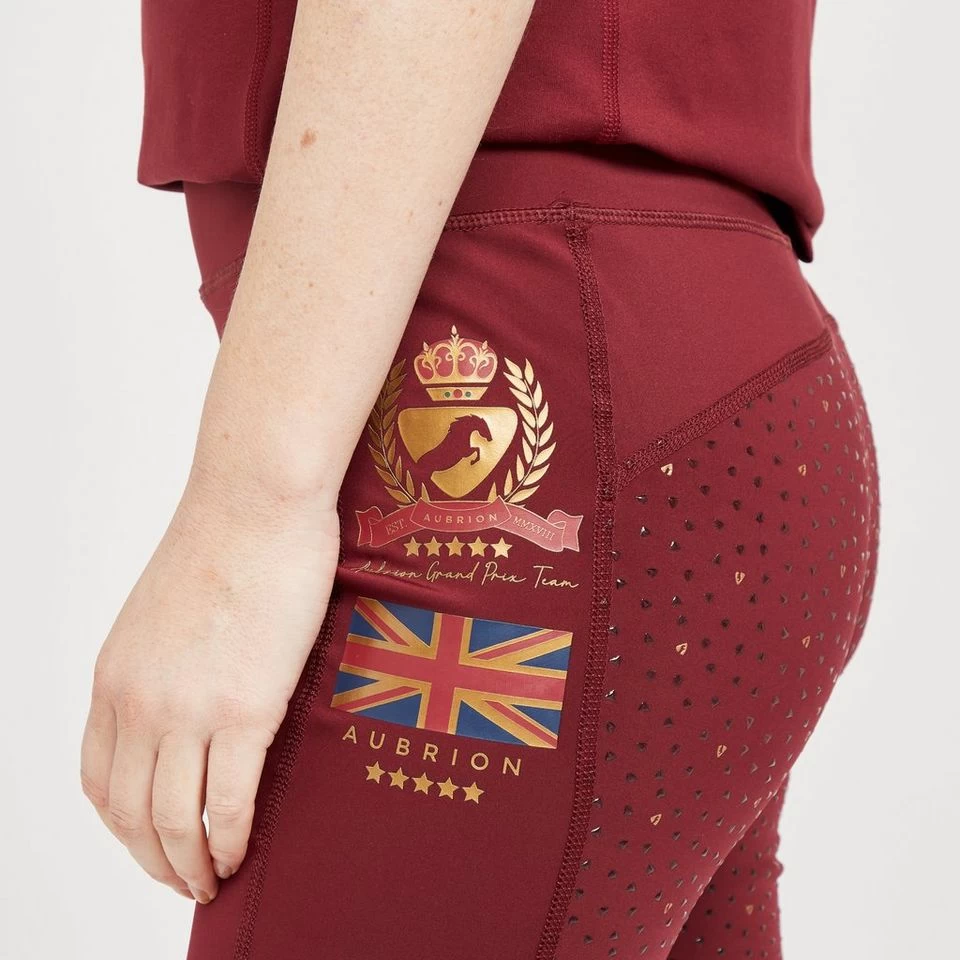 Ladies Team Riding Tights Burgundy 6 Ladies Team Riding Tights Burgundy - Image 6
